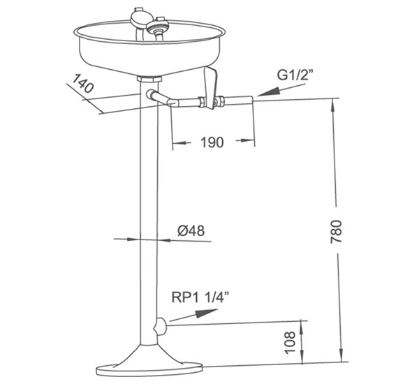 Bồn rửa mắt khẩn cấp chân đứng gắn sàn RWD WJH0359 1