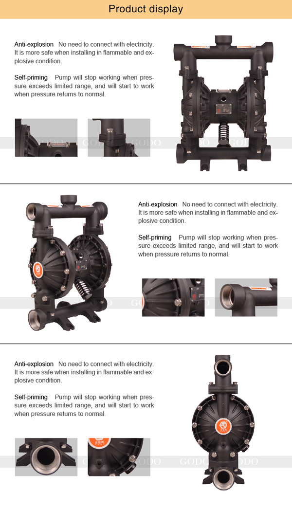 Máy bơm màng khí nén thân hợp kim nhôm GODO QBY3 50 1