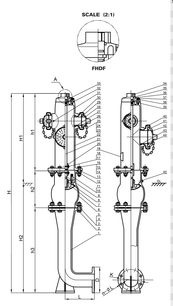 Trụ cứu hỏa có đế SHINYI FHDF 0100 5