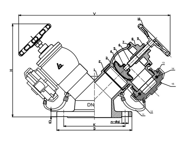 Van góc PCCC chữ Y DN100 SHINYI TFHA 0100 3