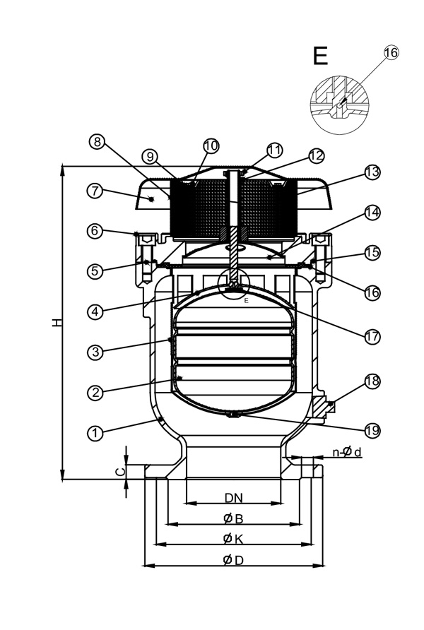 Van xả khí kép mặt bích DN50 SHINYI ARCX 0050 3