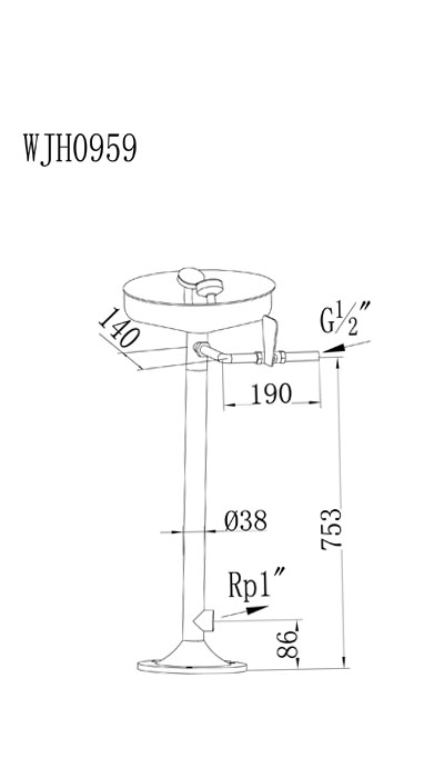 Vòi rửa mắt thẳng đứng bằng thép không gỉ RWD WJH0959
