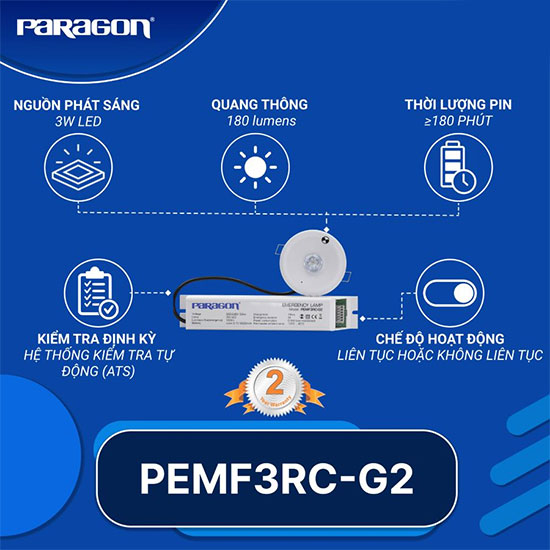 Đèn sạc khẩn cấp âm trần Paragon PEMF3RC G2 1
