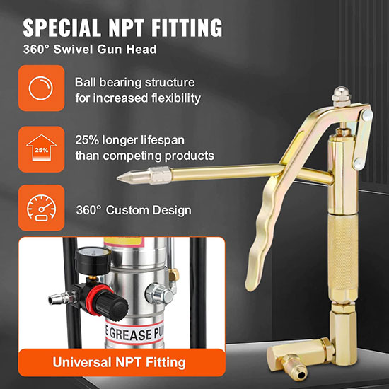 Thùng bơm mỡ bò bằng khí nén 12L ASAKI AK 1076 2