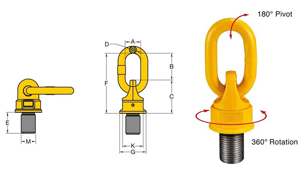 Tai cẩu xoay gắn ổ bi lật nghiêng 180 độ YOKE 8 271 1